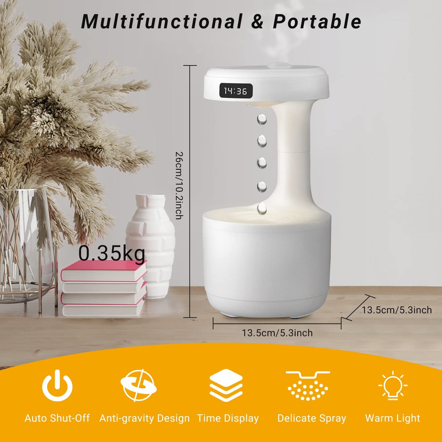 Anti Gravity Humidifier with Time display