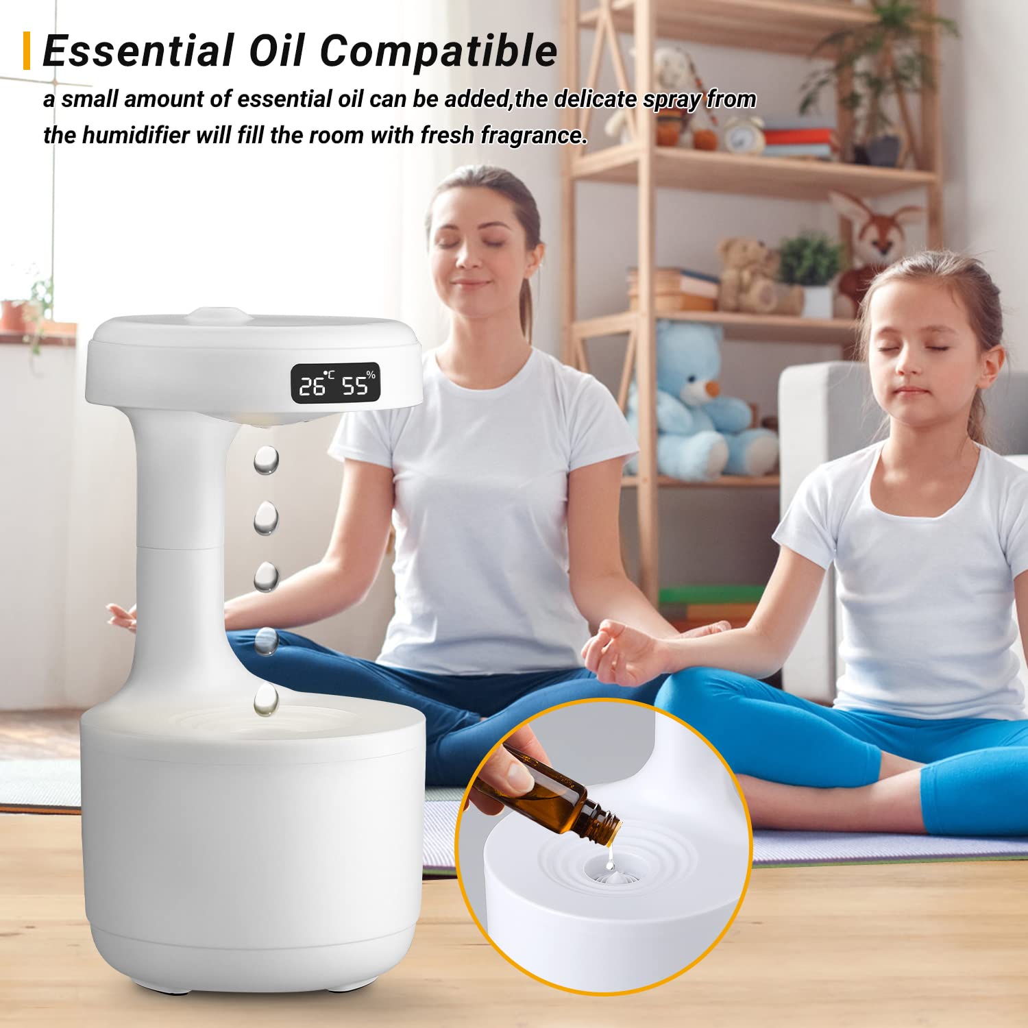 Water humidifer with essential oils